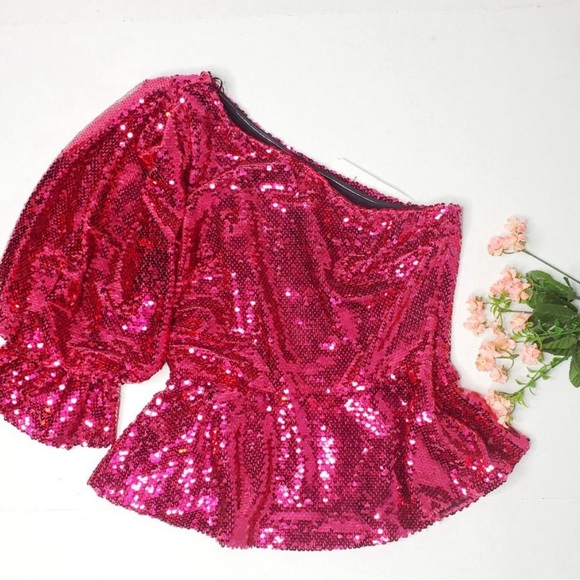 Zara Tops Nwt Zara Pink Limited Edition Sequin Top Poshmark